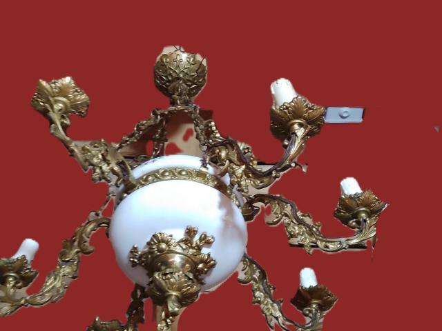 Candelabru lustra portelan bronz vintage retro obiecte de epoca antichitati