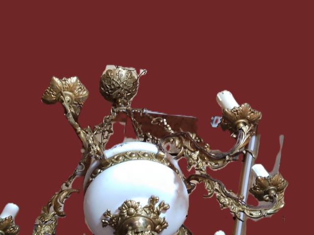 Candelabru lustra portelan bronz vintage retro obiecte de epoca antichitati