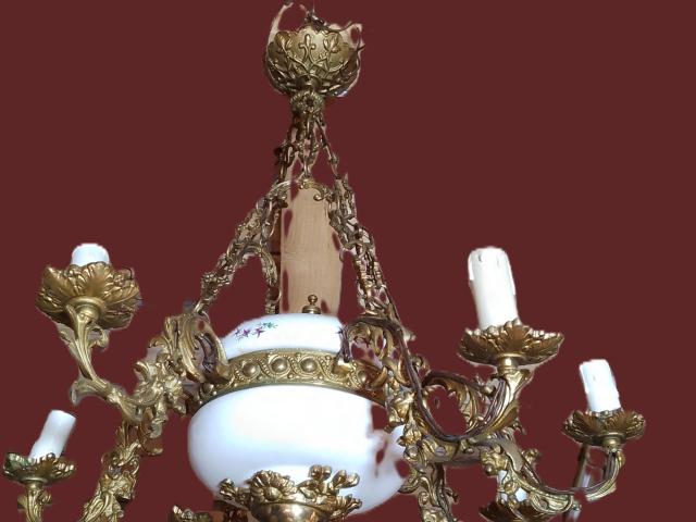 Candelabru lustra portelan bronz vintage retro obiecte de epoca antichitati