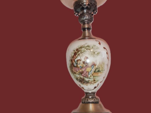 Lampa/ veioza vintage portelan argintata