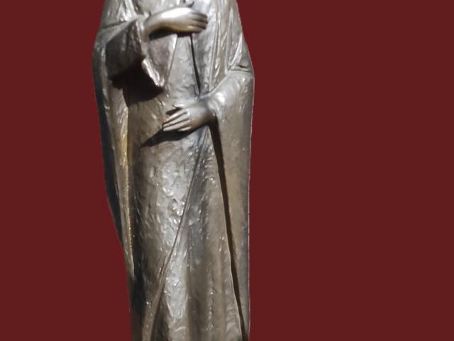 Statuie 19 Madona bronz  semnata antichitati vintage