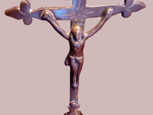 Cruce bronz mobila vintage epoca mobilier antic colectie