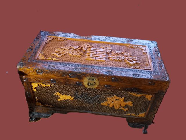 Cufar lada bambus vintage mobila de colectie antichitati