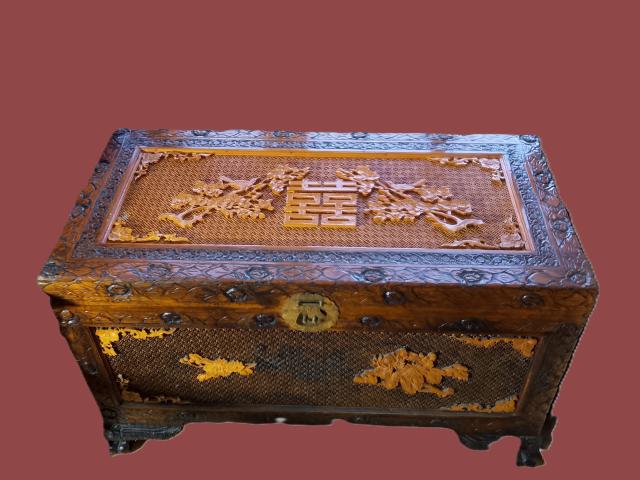 Cufar lada bambus vintage mobila de colectie antichitati