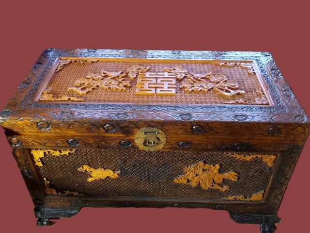 Cufar lada bambus vintage mobila de colectie antichitati