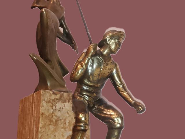 Statuie bronz  Pescar 35 KG vintage obiecte de epoca , colectie antichitati