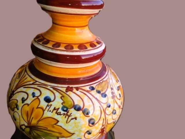 Lampa maiolica  vintage mobilier de epoca mobila de colectie antichitati