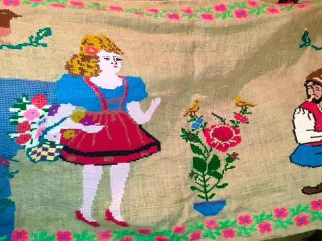 Cuvertura perete iuta taranesc vintage antic piese de epoca obiecte rustice traditionale antichitati