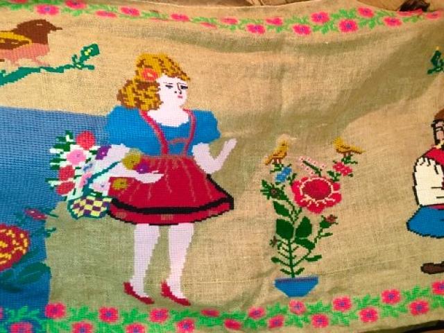 Cuvertura perete iuta taranesc vintage antic piese de epoca obiecte rustice traditionale antichitati