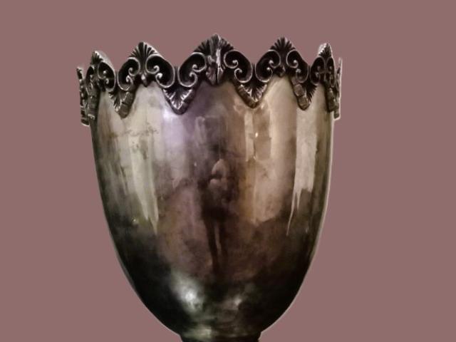 Cupa/ vaza  suflata argint vintage decoratiuni de epoca obiecte de colectie antichitati,