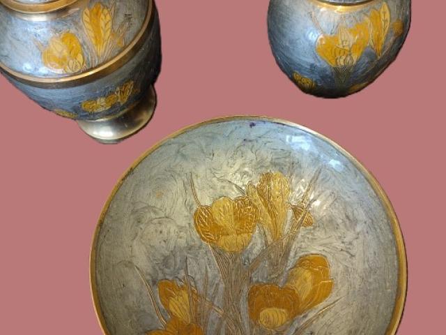 Set bronz antic vintage retro obiecte de epoca decoratiuni antice vintage retro antichitati