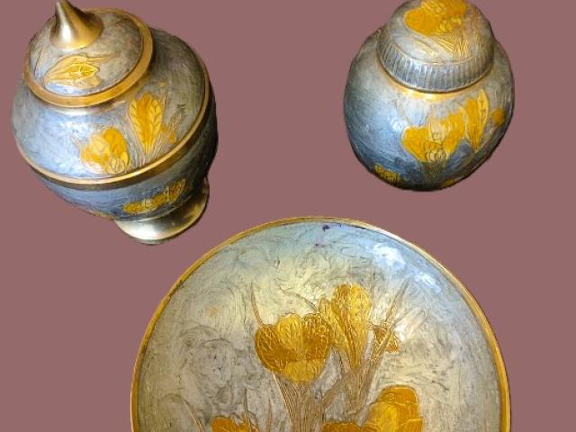 Set bronz antic vintage retro obiecte de epoca decoratiuni antice vintage retro antichitati